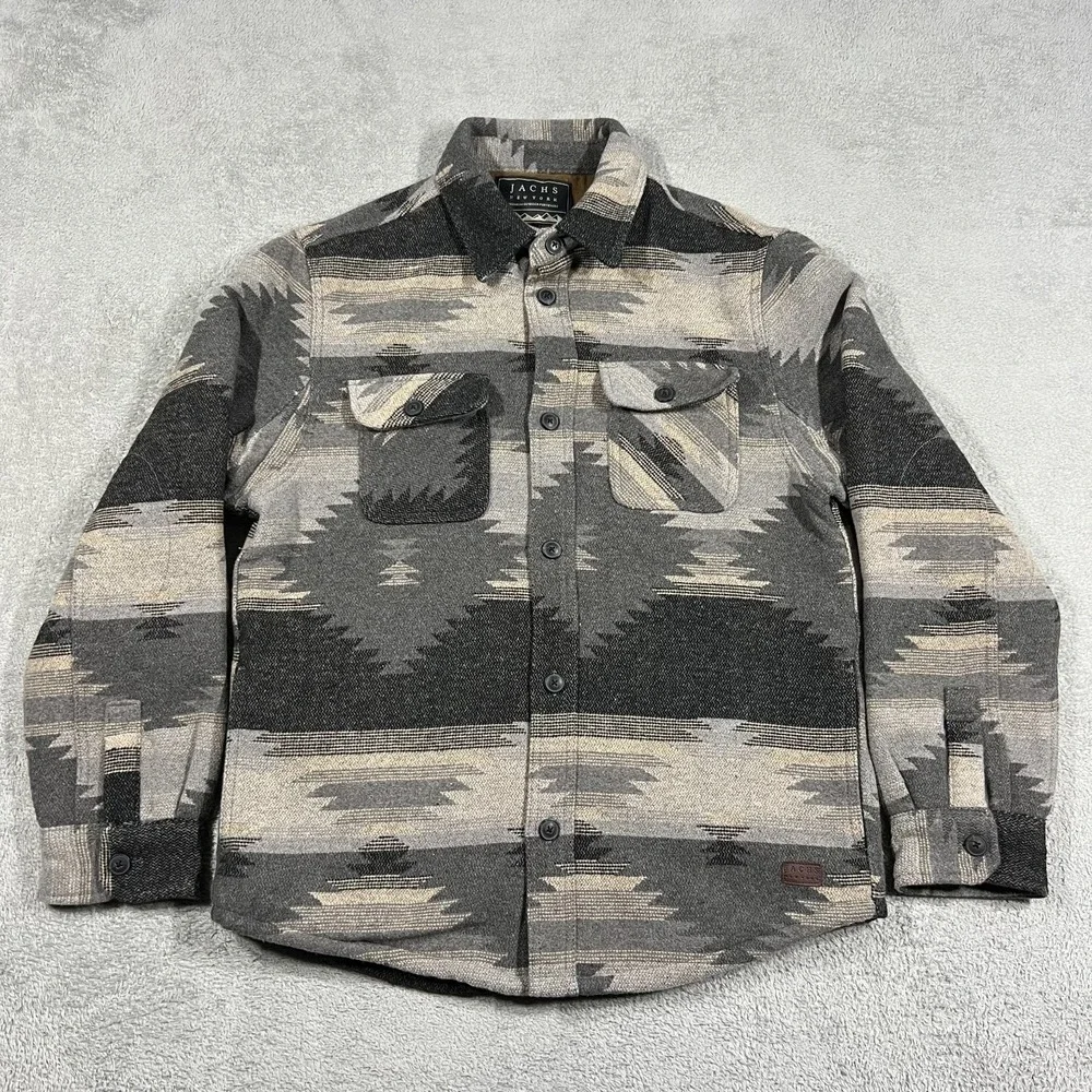 Jachs New York Shirt Jacket Mens Medium Shacket Sherpa Lined Aztec Wool Blend